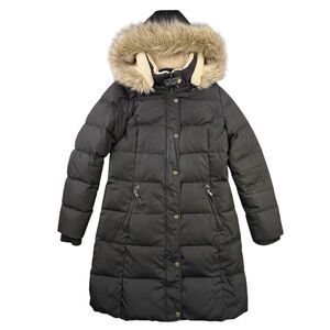 Lauren Ralph Lauren Down Puffer Coat Women's S Black Feather Removable Fur Hood